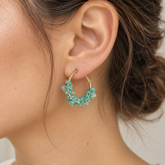 Aqua Stone Hoop Earrings