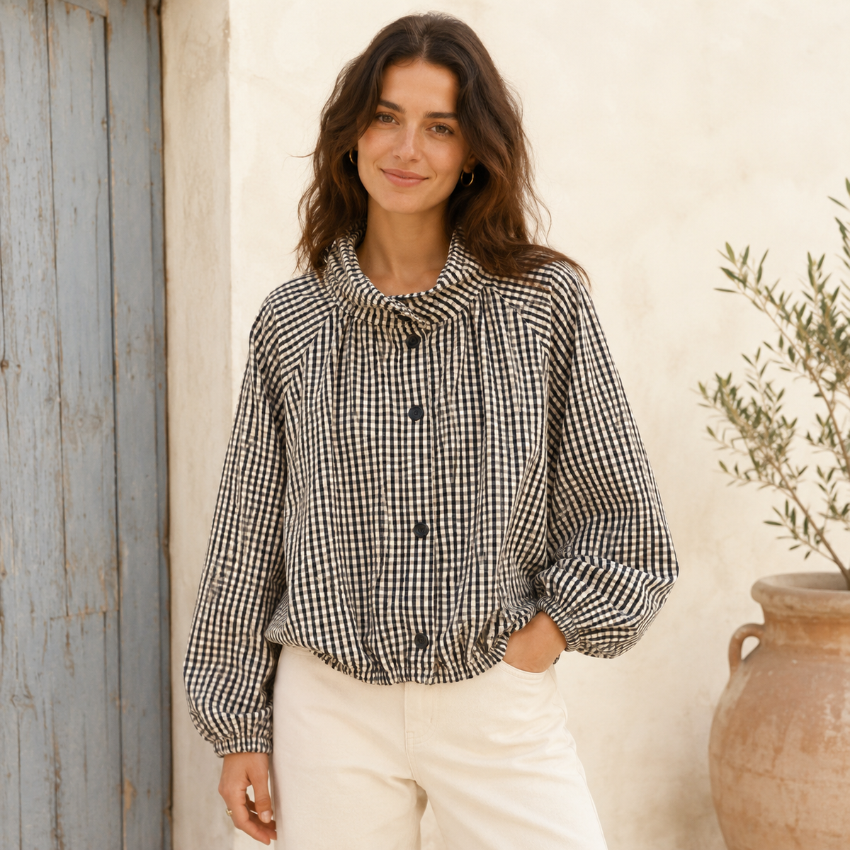 Gingham Balloon Jacket