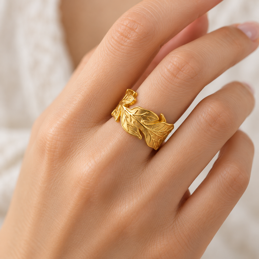 Golden Leaf Statement Ring