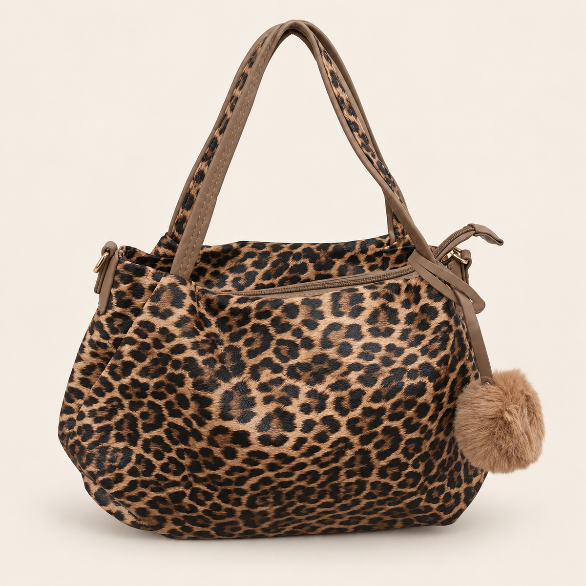Luipaard Shopper met Pompon