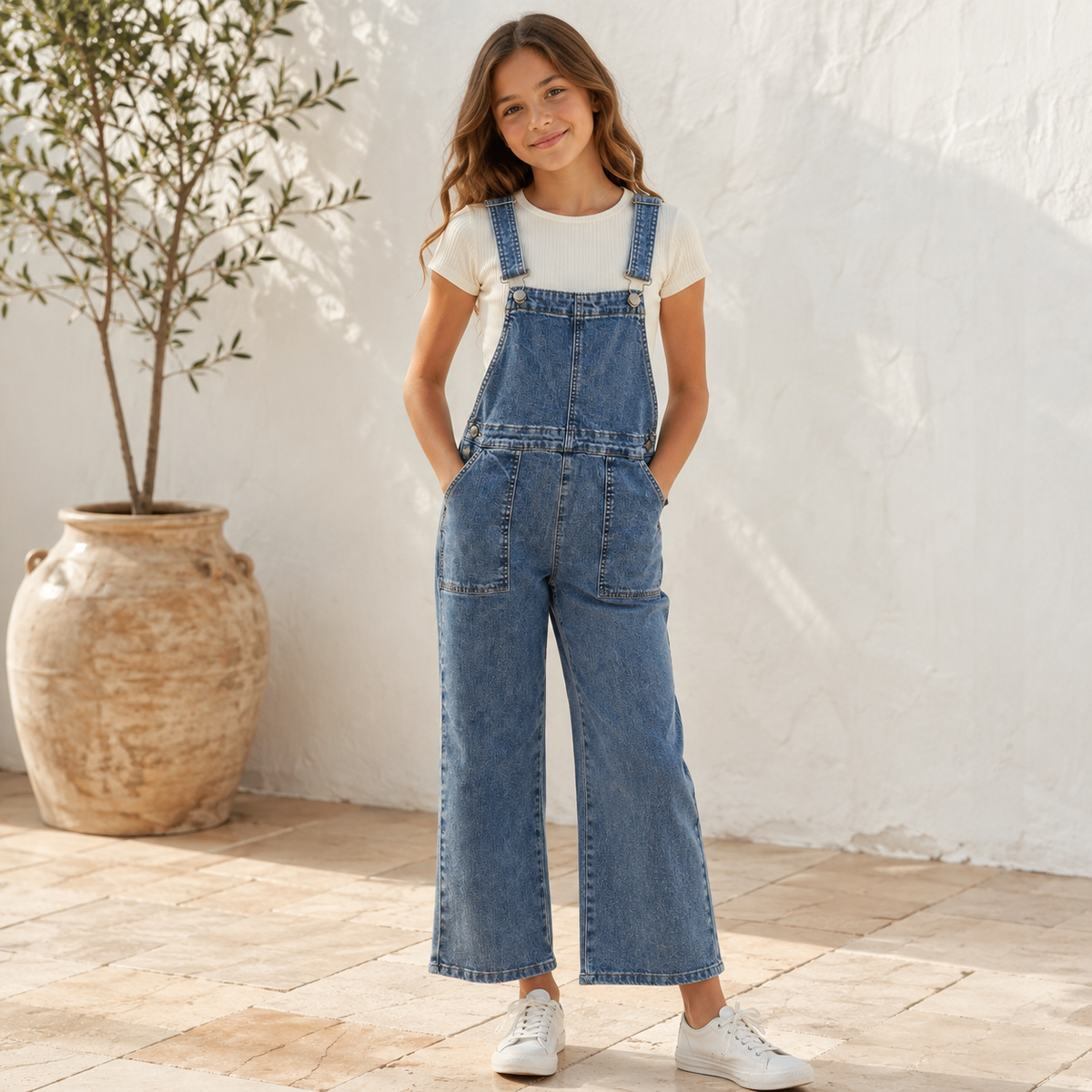 Newness Denim Tuinbroek Wide Leg Kids