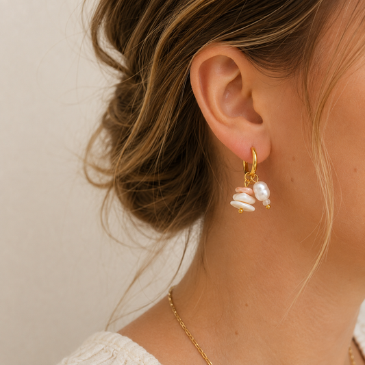 Pearl Stack Hoops – Blush