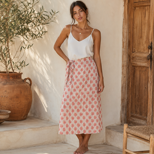 Rose Palm Midi Skirt