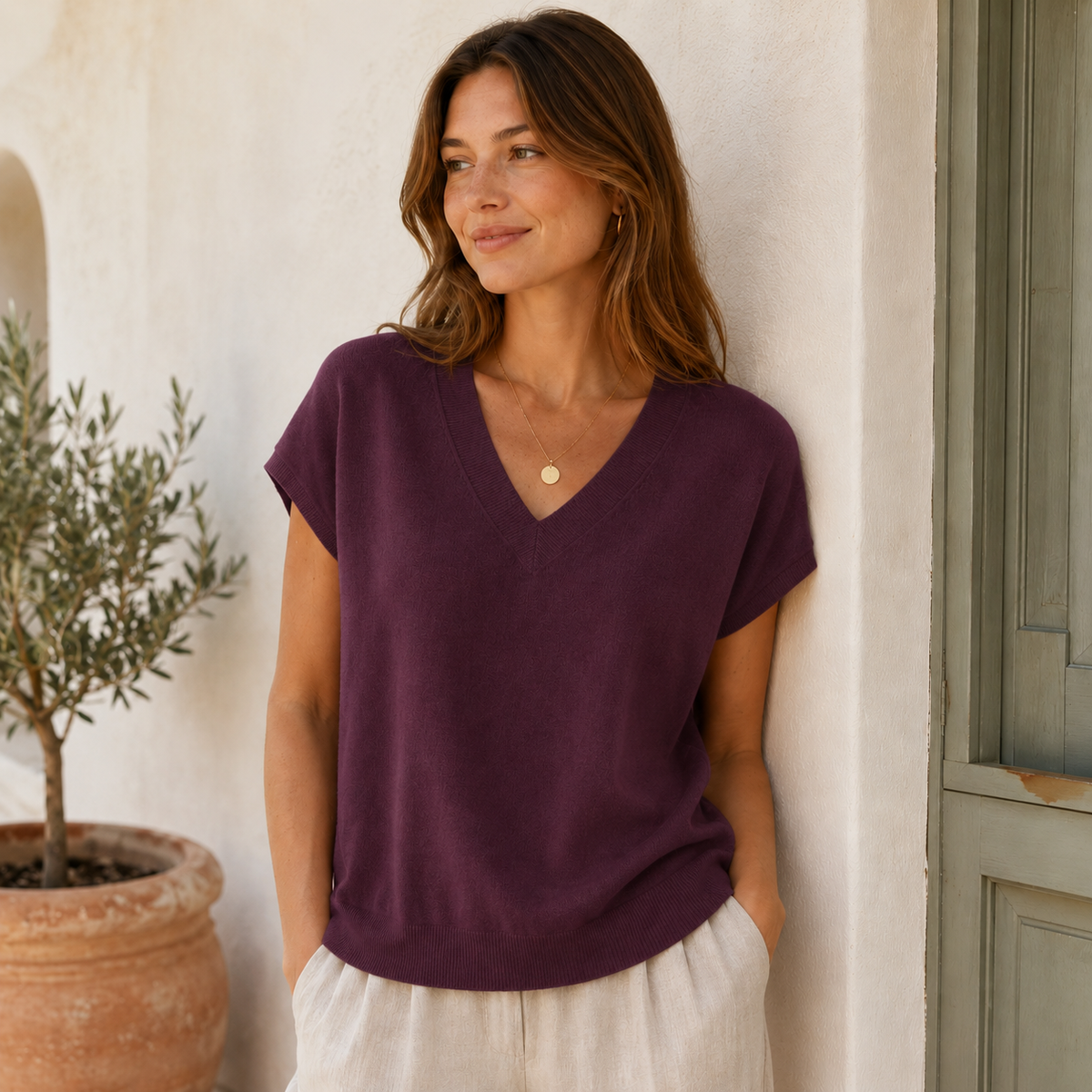 Soft V-Neck Knit Top