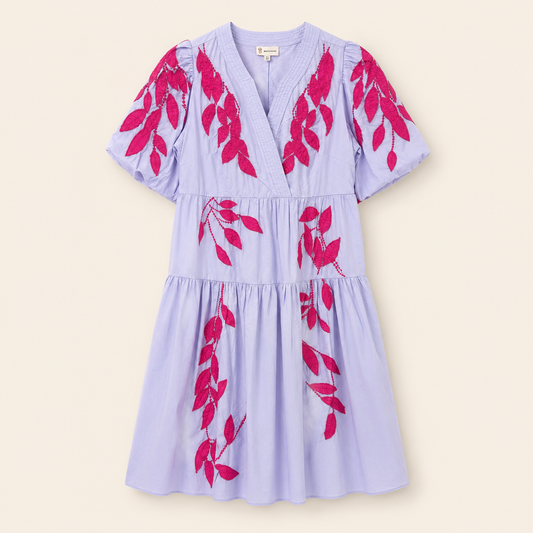 Soleya Leaf Embroidered Dress