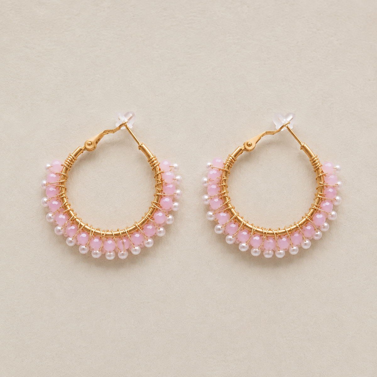 Blush Pearl Hoops – Pink