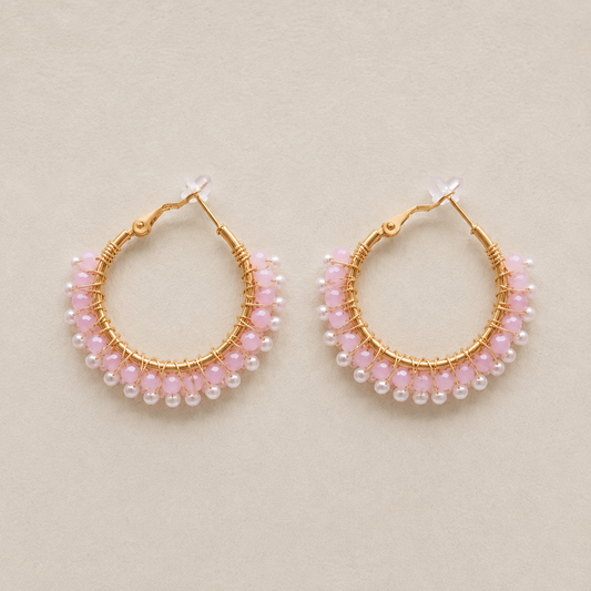 Blush Pearl Hoops – Pink