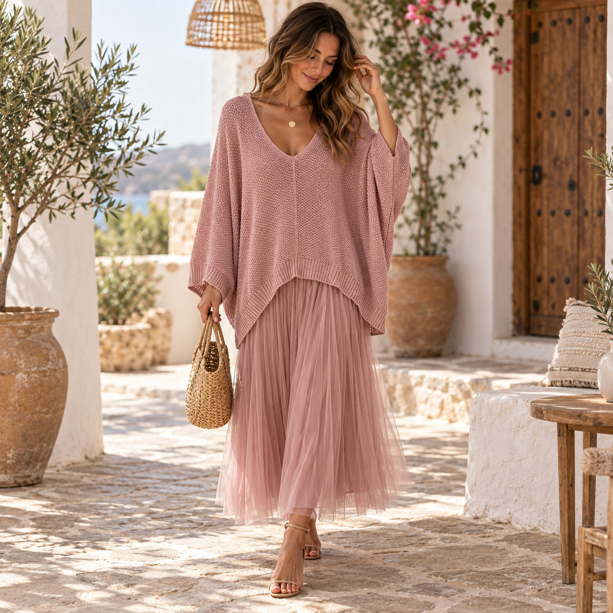 Boho Knit & Tulle Dress