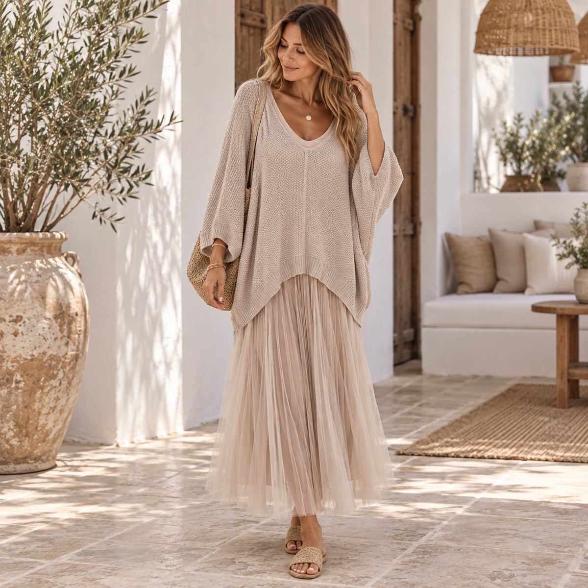 Boho Knit & Tulle Dress