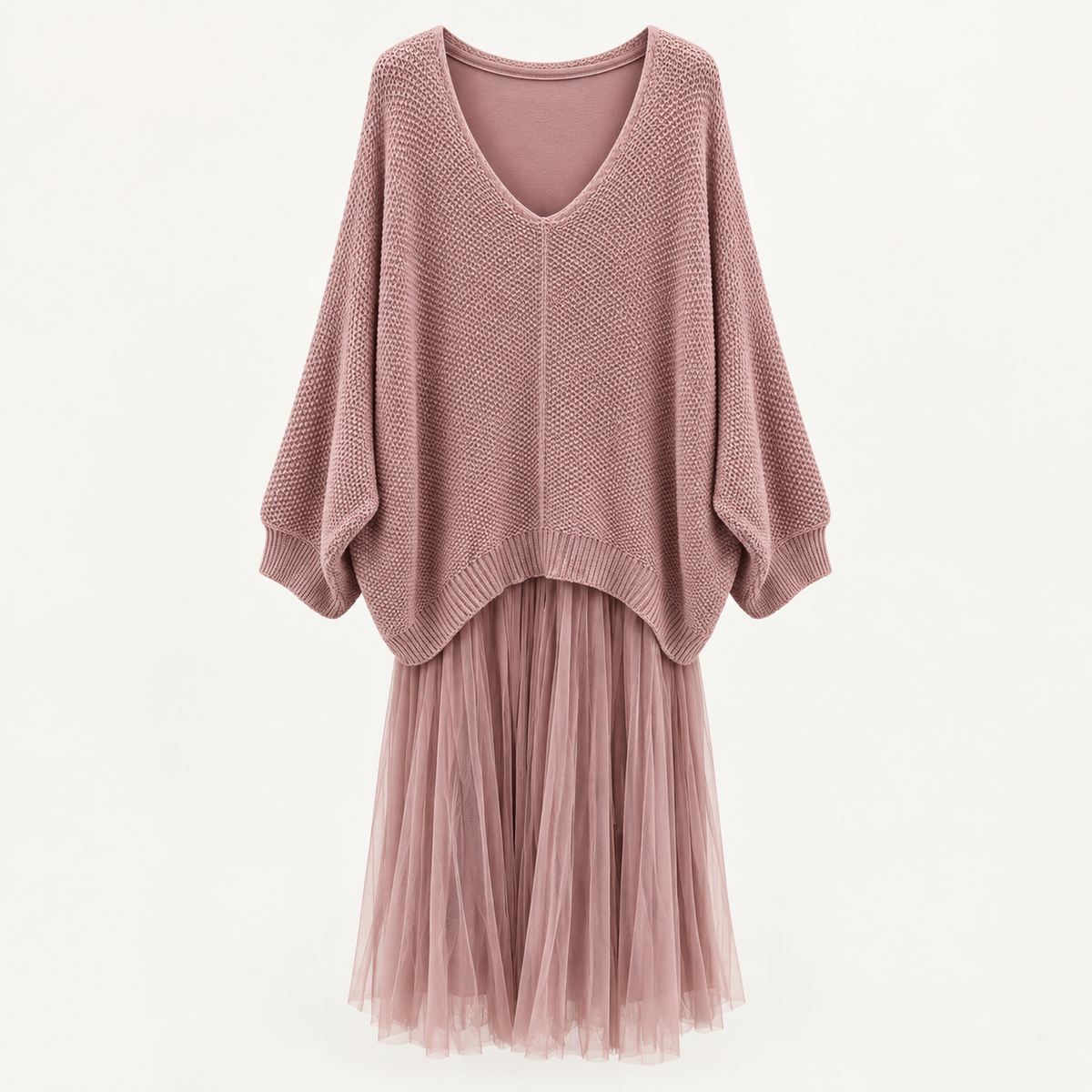 Boho Knit & Tulle Dress