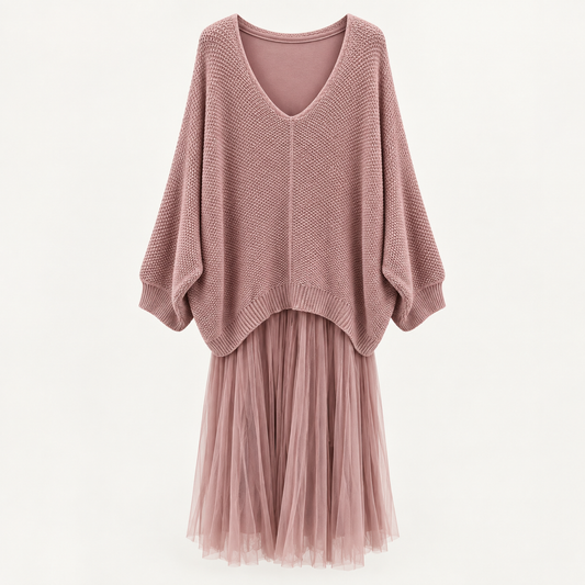 Boho Knit & Tulle Dress
