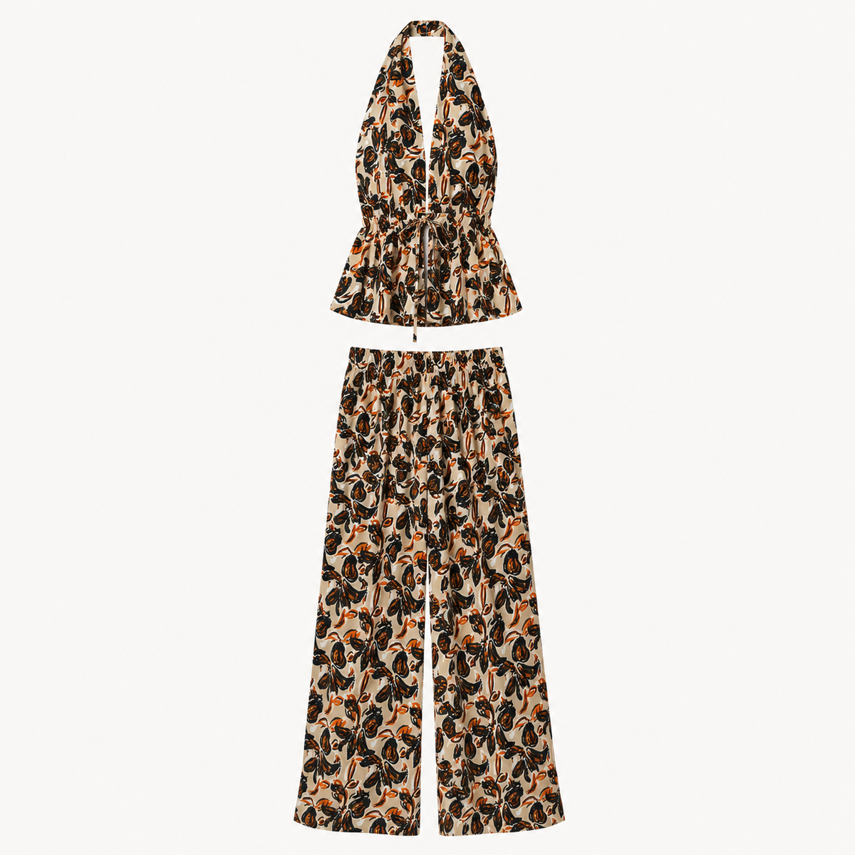 Boho halterset met wide-leg broek