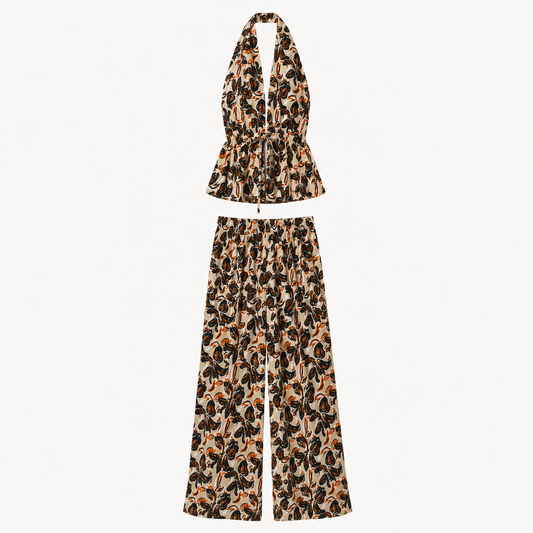 Boho halterset met wide-leg broek