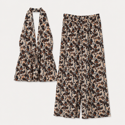 Boho halterset met wide-leg broek