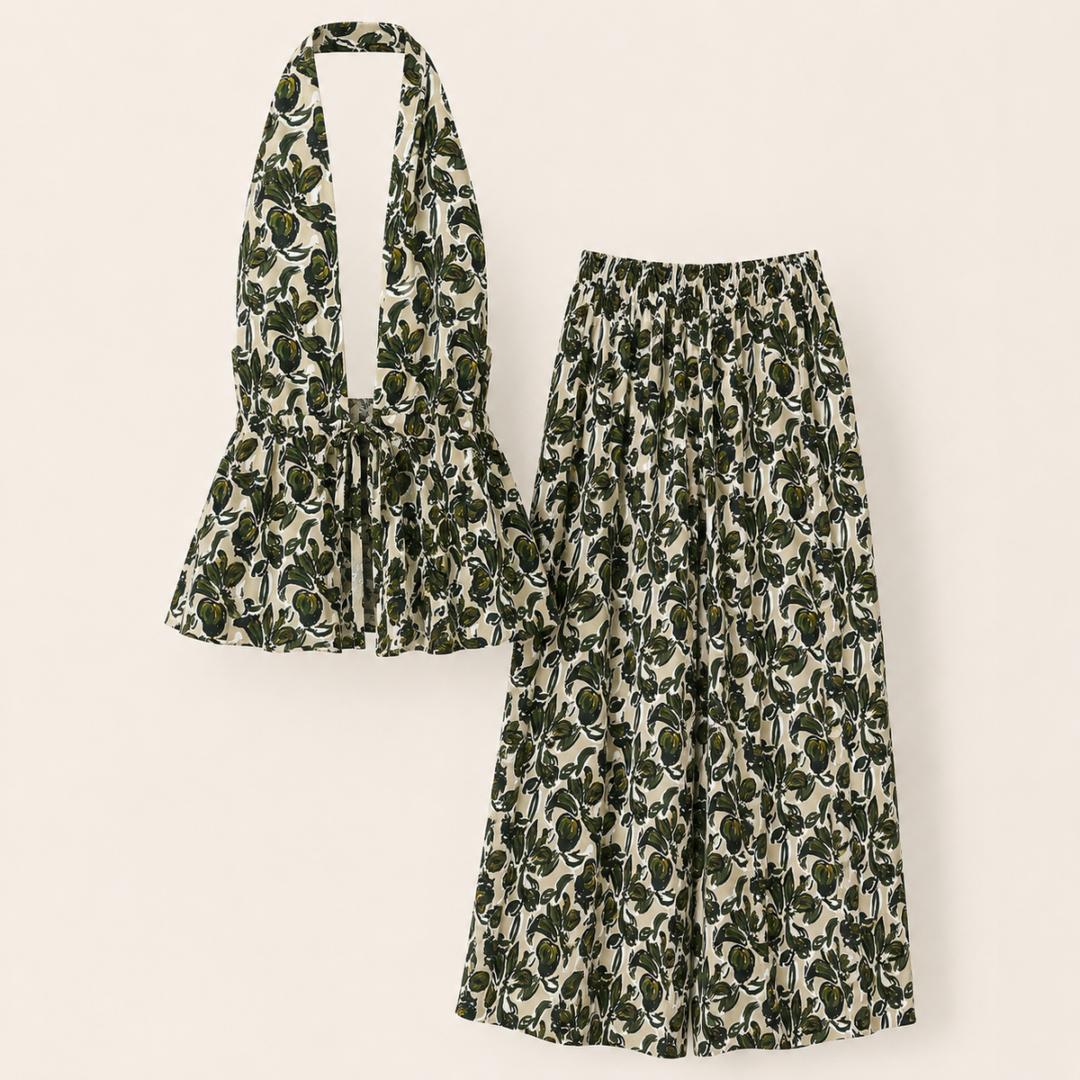 Boho halterset met wide-leg broek