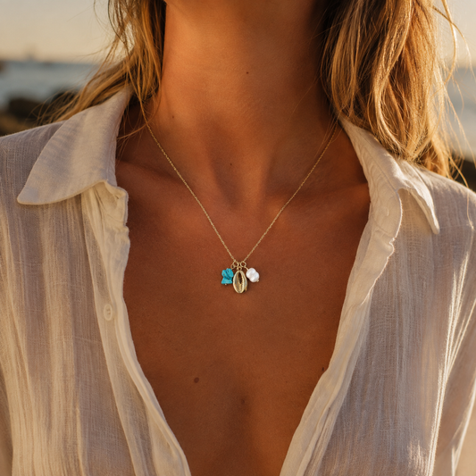 Cala Charm Ketting – Turquoise & Gold
