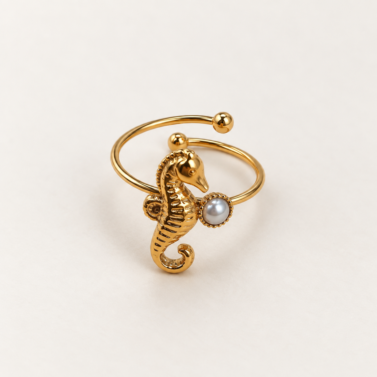 Seahorse Pearl Ring