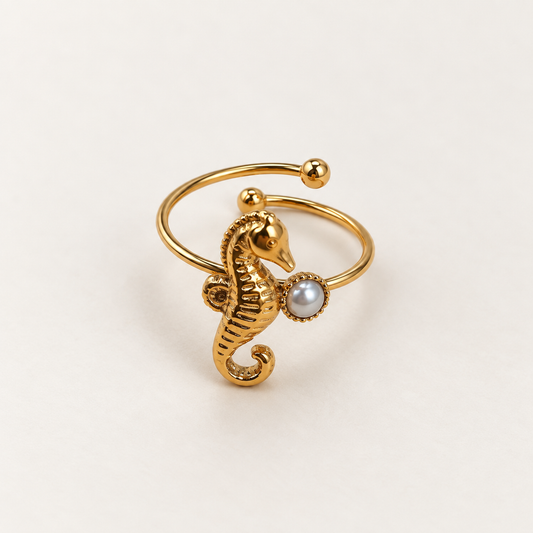 Seahorse Pearl Ring
