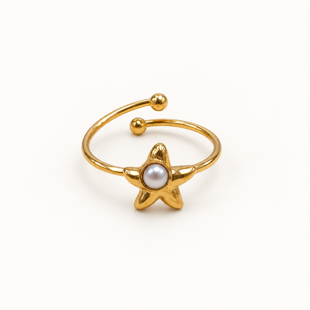 Starfish Side Pearl Ring