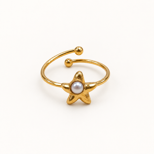 Starfish Side Pearl Ring