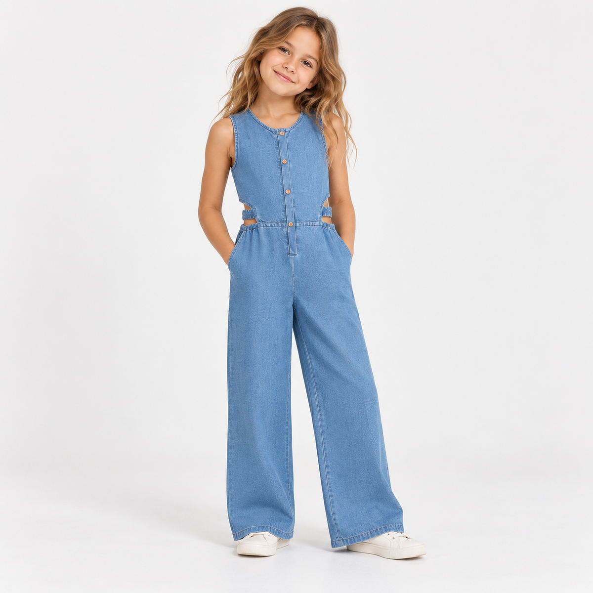 Denim Cut-Out Jumpsuit