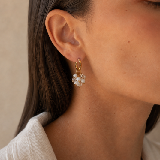 Crystal Cluster Hoops – White