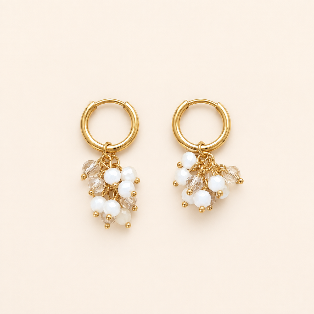 Crystal Cluster Hoops – White