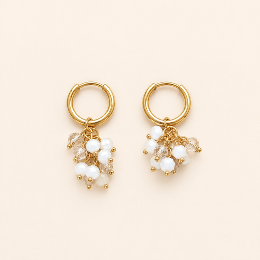 Crystal Cluster Hoops – White