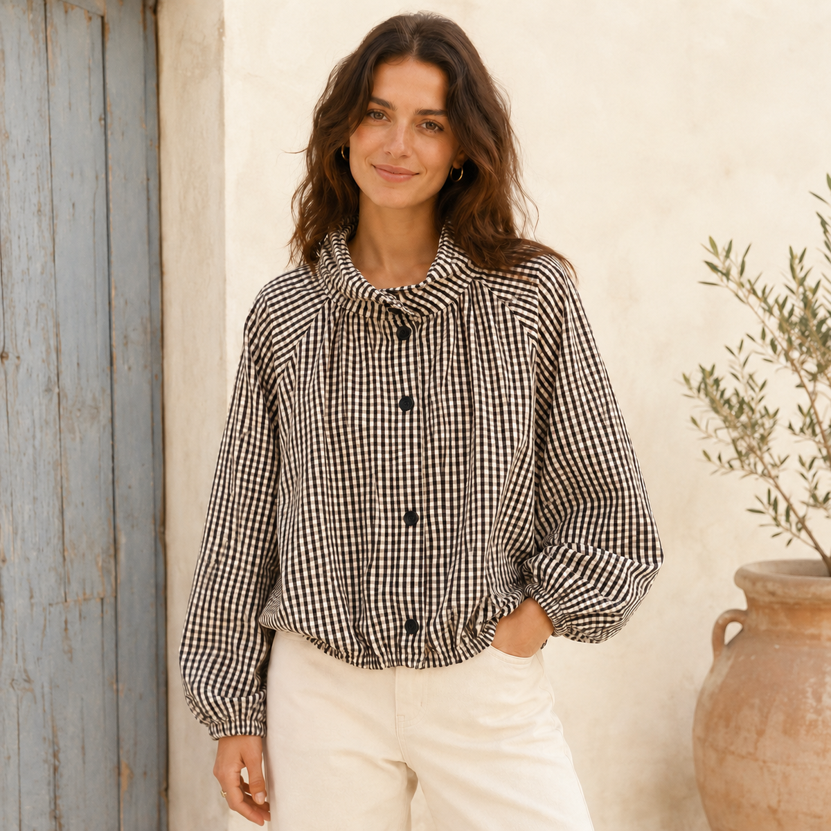 Gingham Balloon Jacket