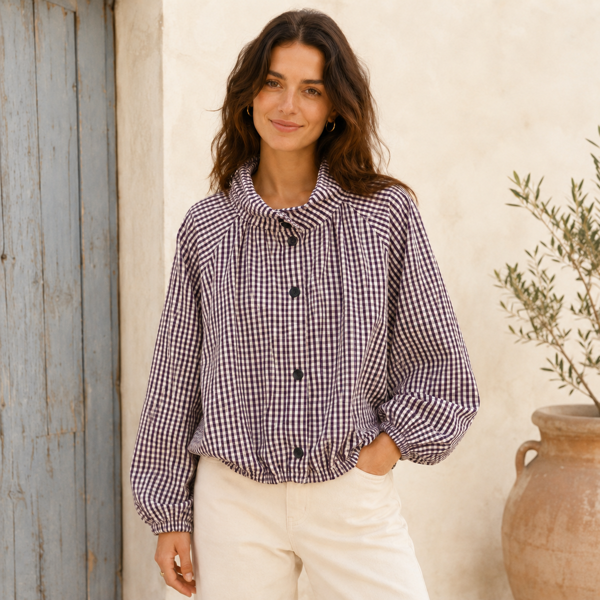 Gingham Balloon Jacket