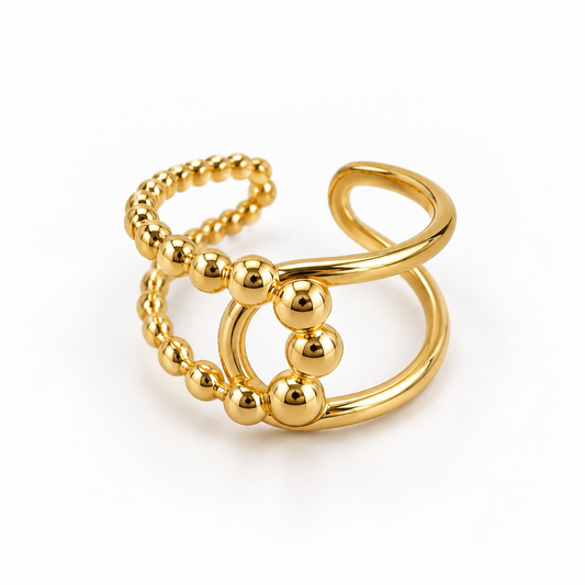 Golden Beaded Circle Ring