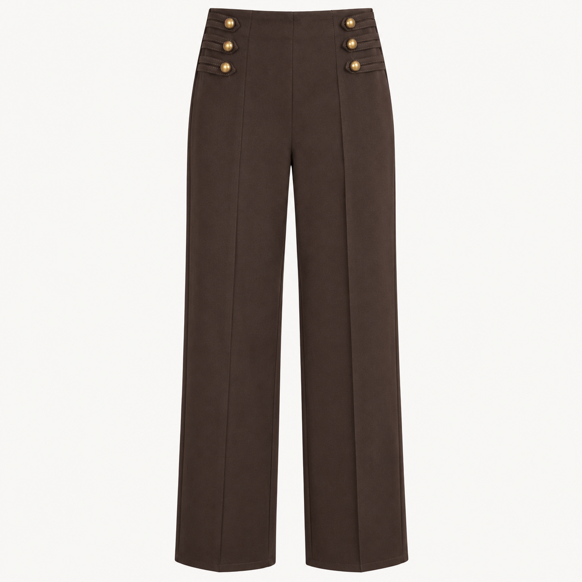 Golden Button Trousers – Chocolate