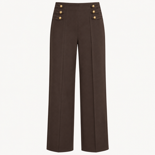 Golden Button Trousers – Chocolate