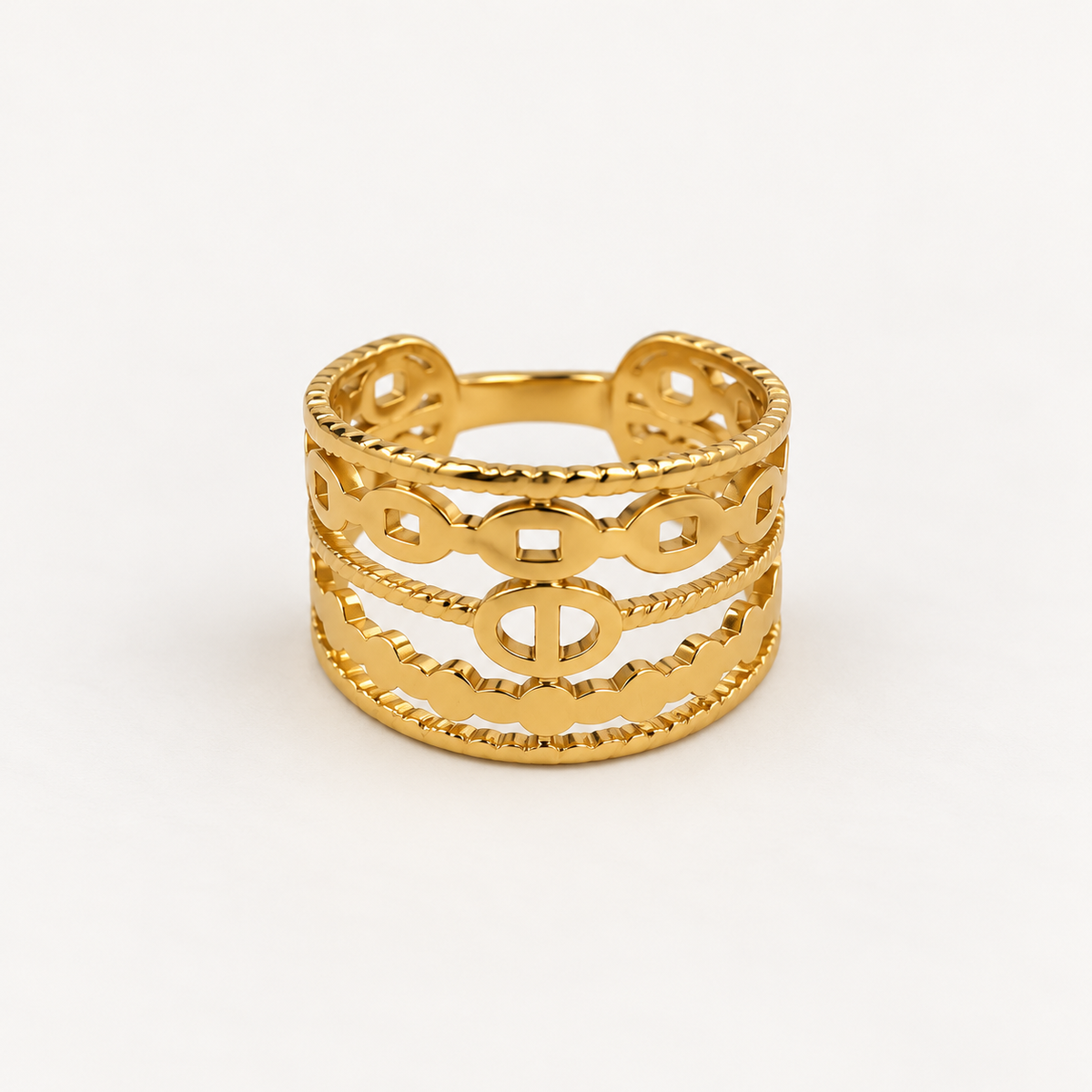 Golden Filigree Statement Ring