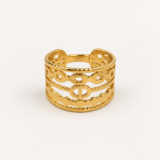 Golden Filigree Statement Ring