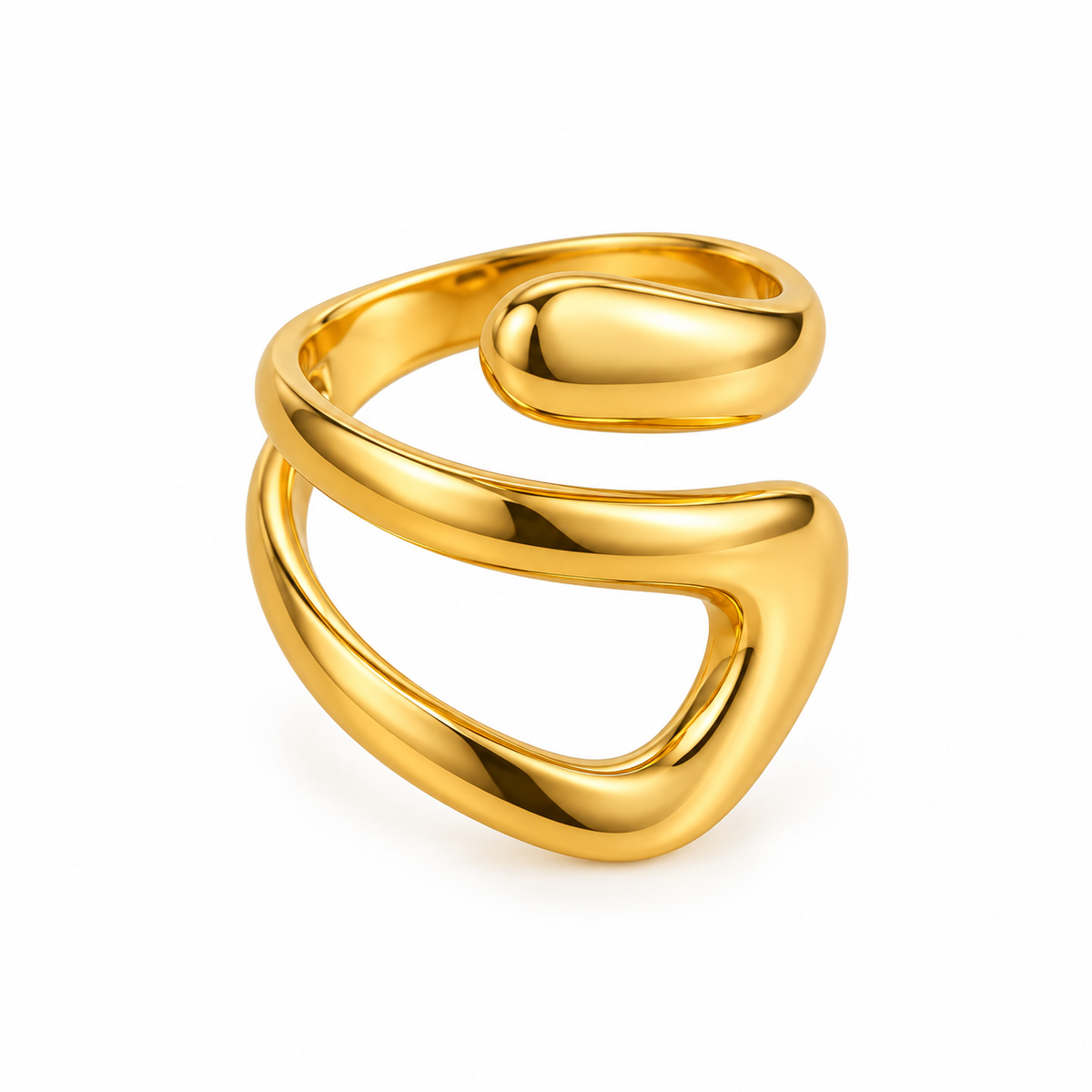 Golden Sculptural Loop Ring