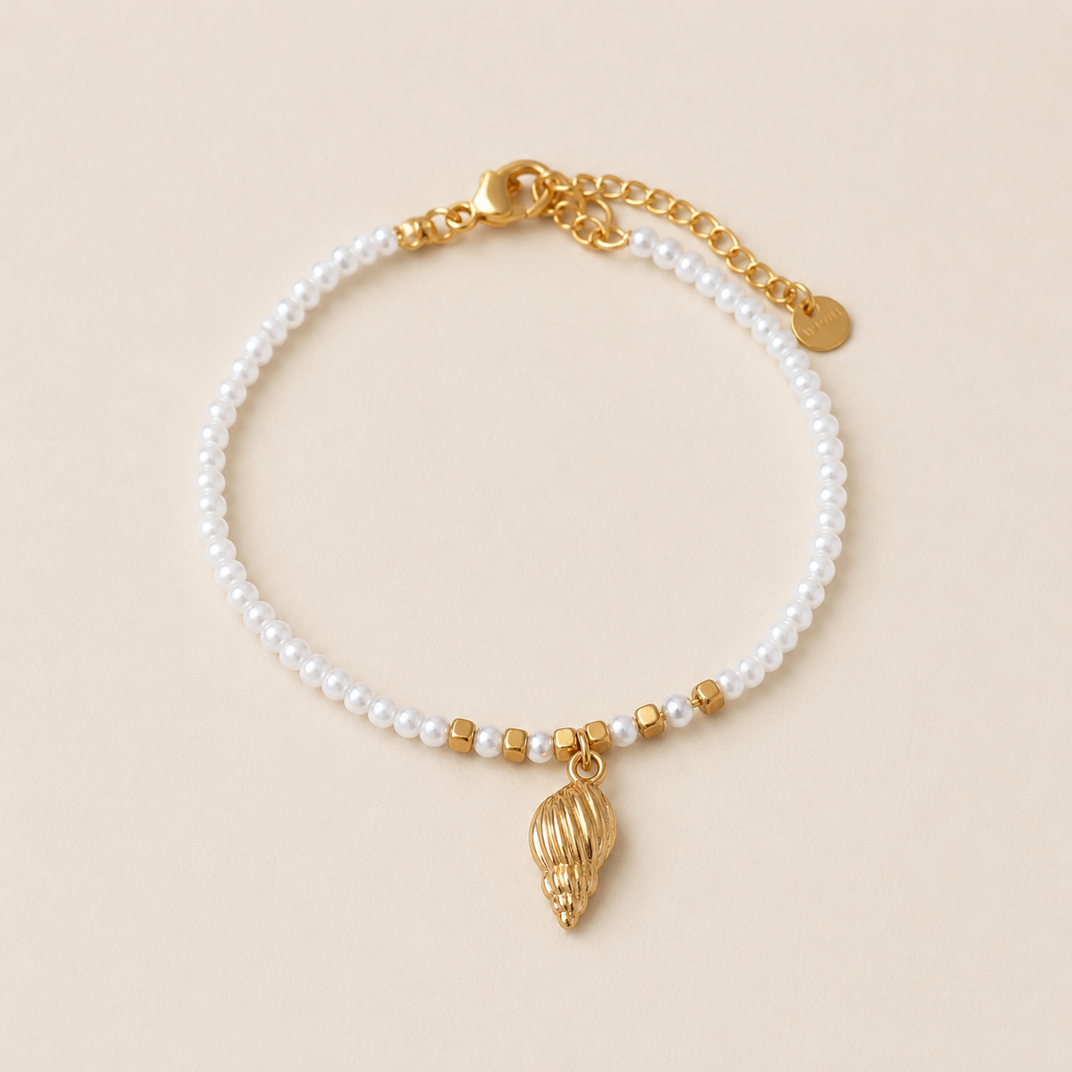 Golden Shell Pearl Bracelet