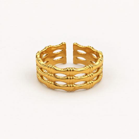 Golden Wave Cuff Ring