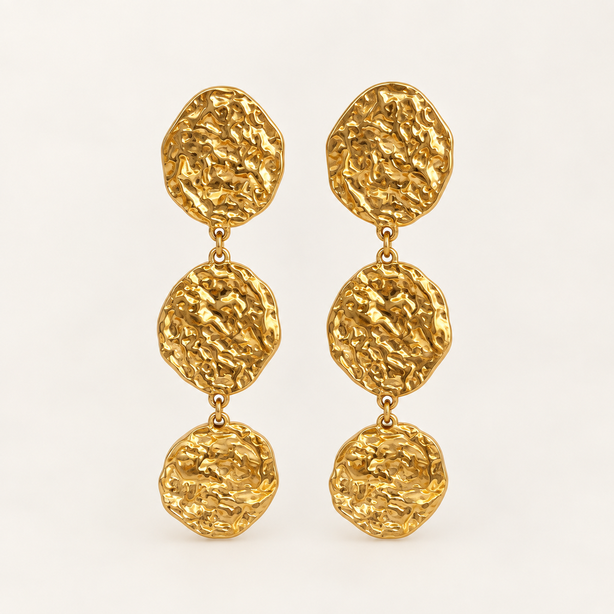 Hammered Gold Drop Earrings