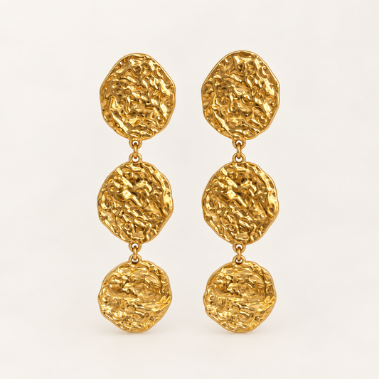 Hammered Gold Drop Earrings