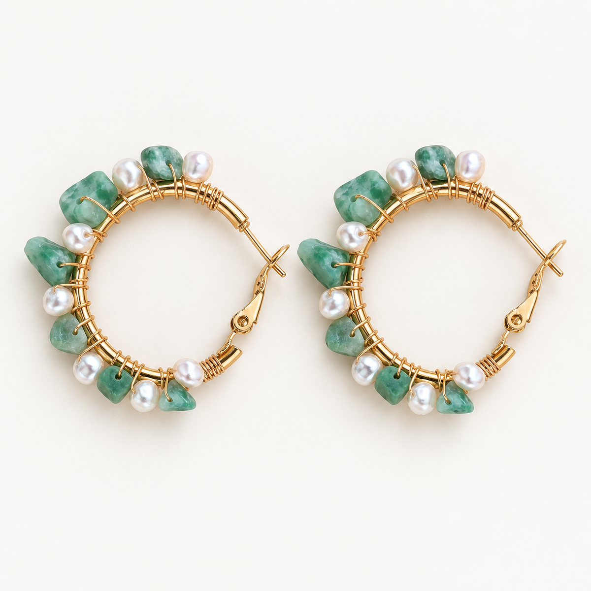 Jade Pearl Hoop Earrings