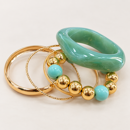 Jade & Gold Bracelet Set