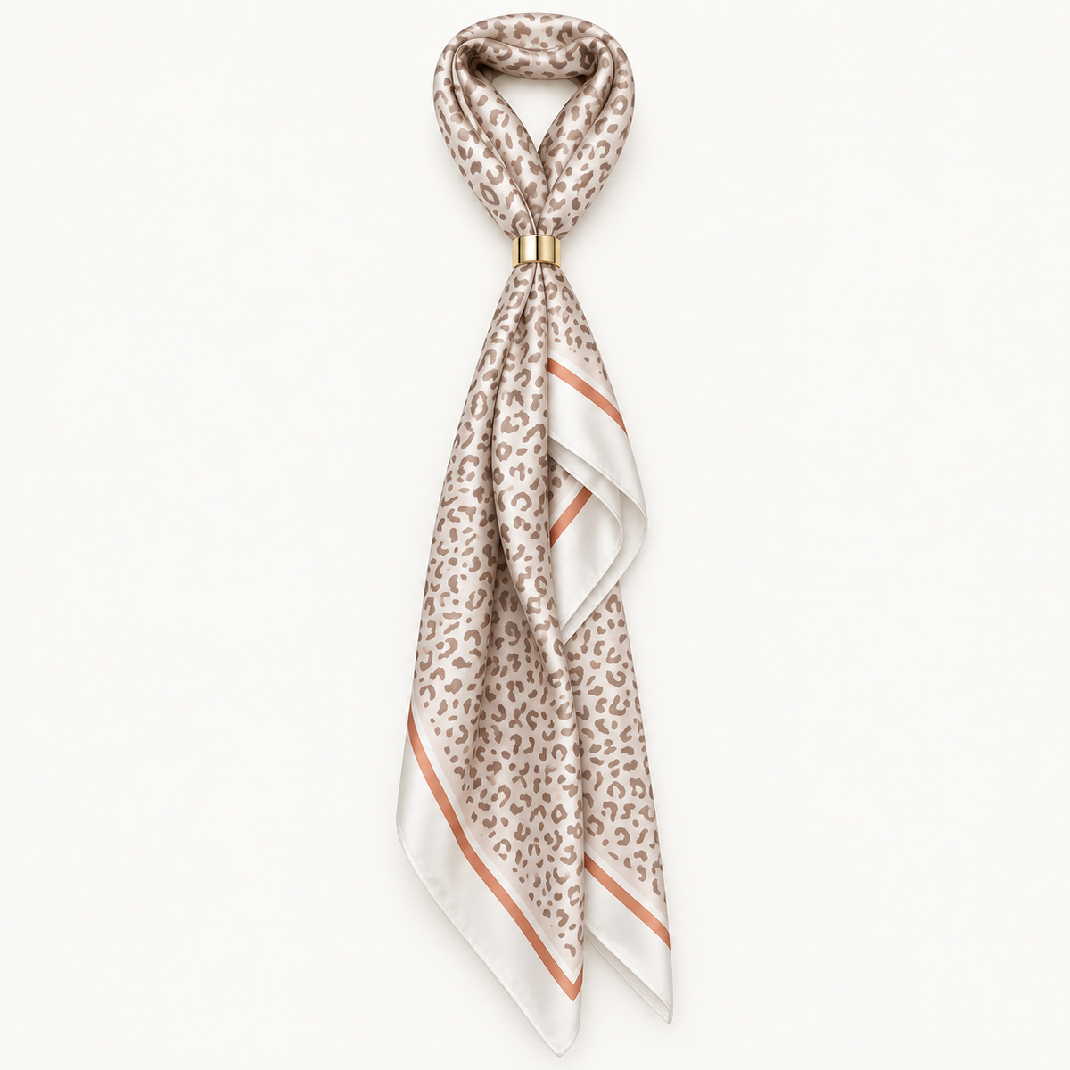 Leopard Satin Scarf with Ring