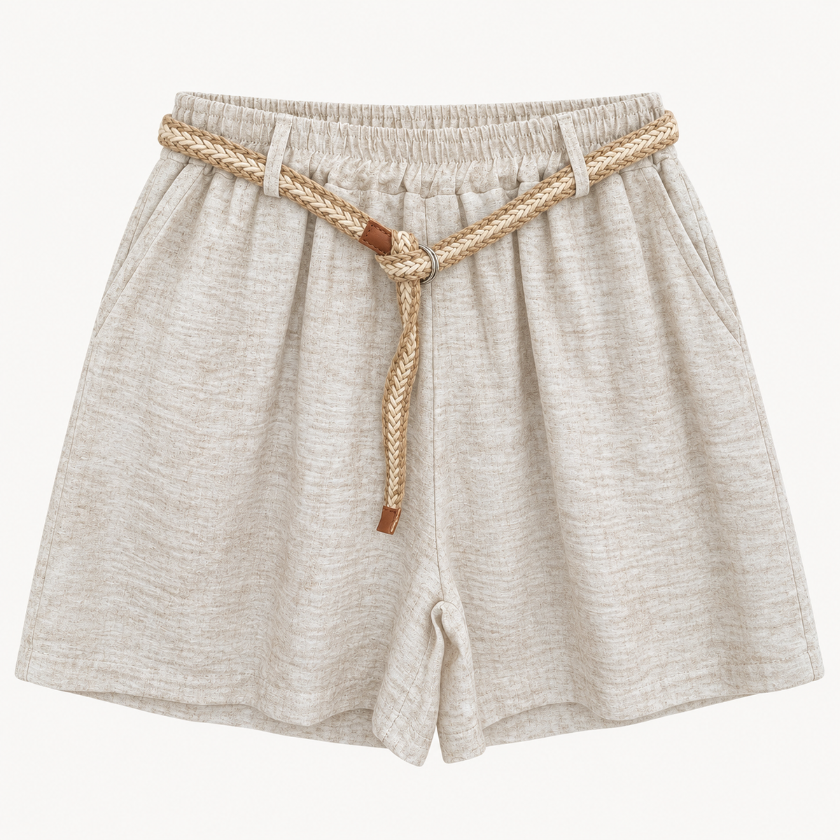 Linen Look Shorts met Touwriem