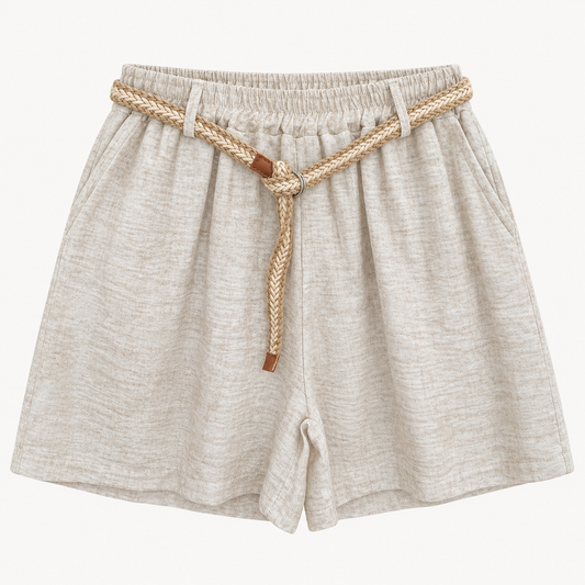 Linen Look Shorts met Touwriem