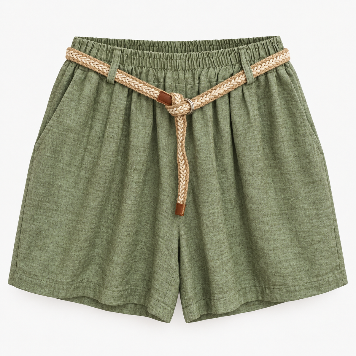 Linen Look Shorts met Touwriem