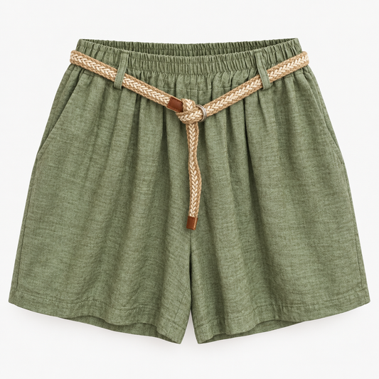 Linen Look Shorts met Touwriem