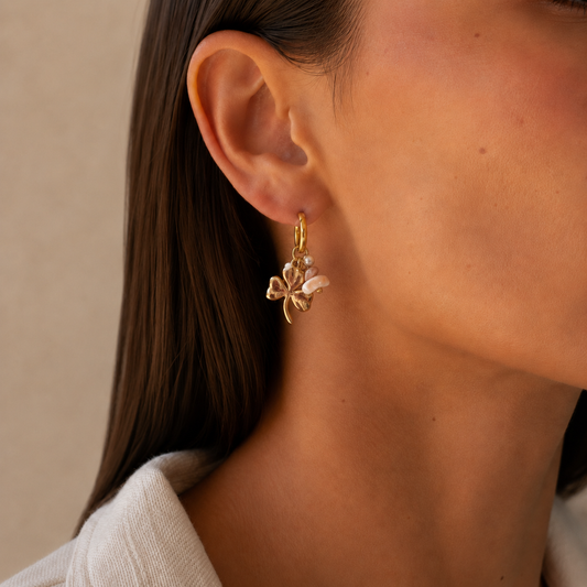 Lucky Clover Hoops – Pearl