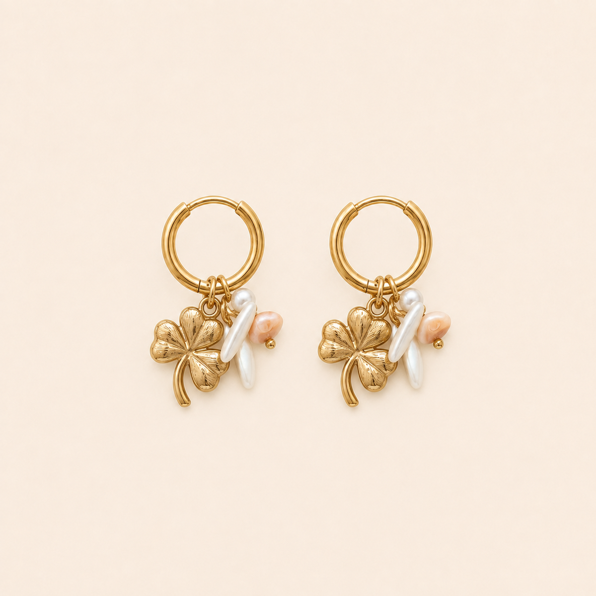 Lucky Clover Hoops – Pearl