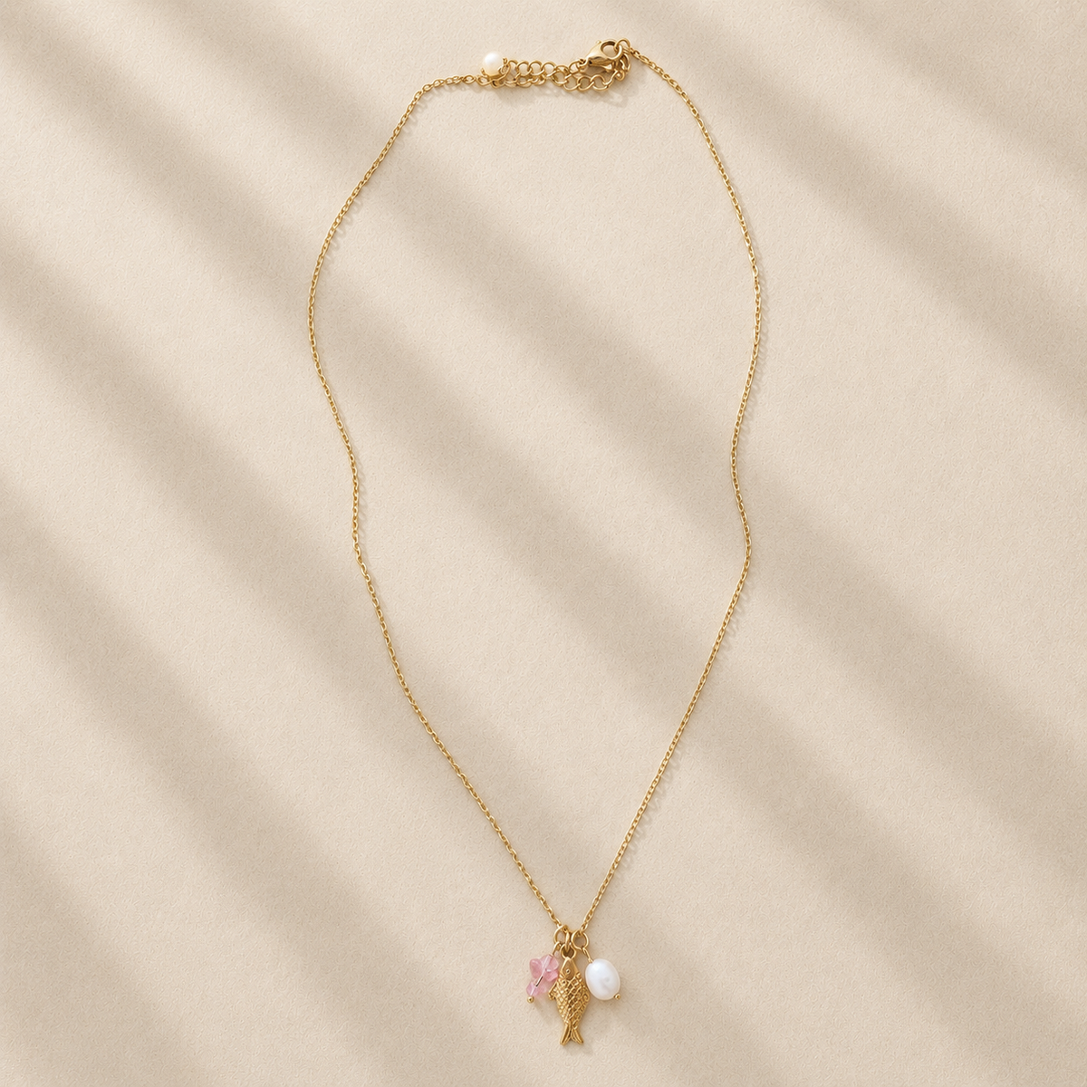 Marina Charm Ketting – Gold & Pink